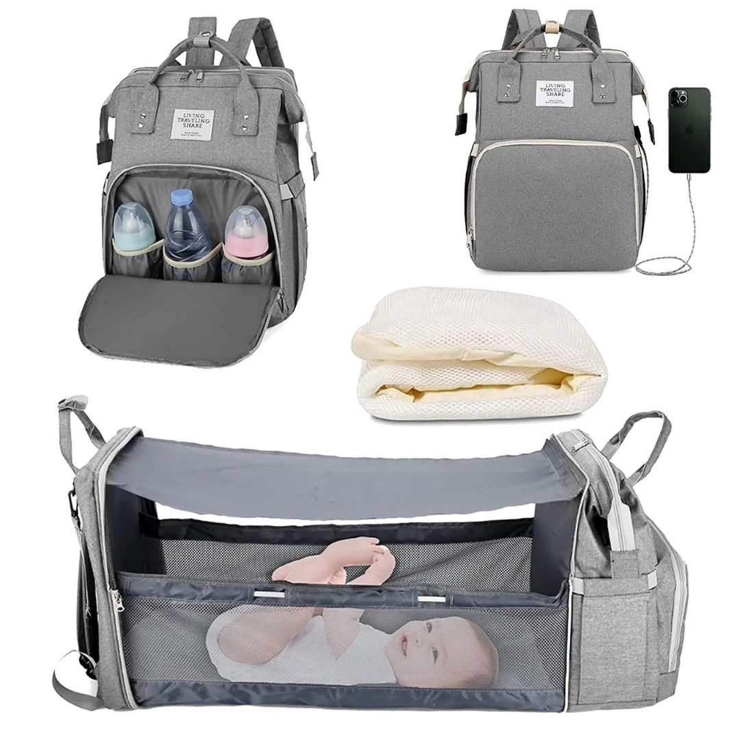 BabyGo Deluxe – Wickelrucksack mit integriertem Kinderbett und Zubehörset