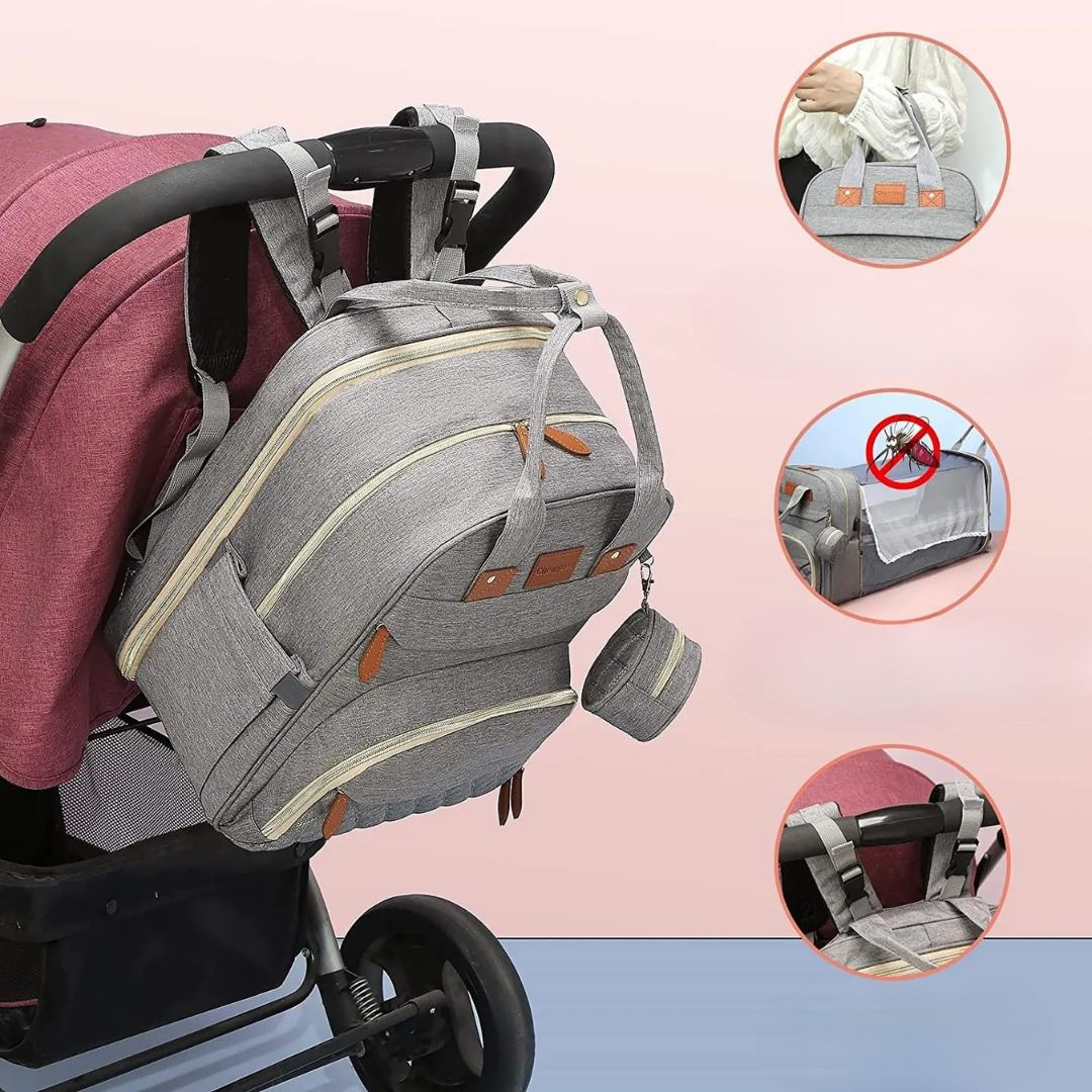 BabyGo Deluxe – Wickelrucksack mit integriertem Kinderbett und Zubehörset