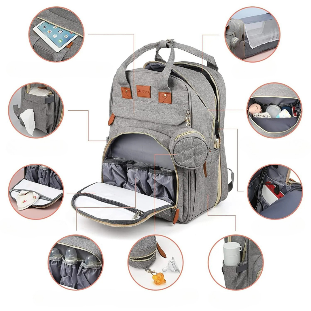 BabyGo Deluxe – Wickelrucksack mit integriertem Kinderbett und Zubehörset